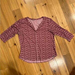 L.L. Bean Women's Long Sleeve Tee - Maroon Pattern